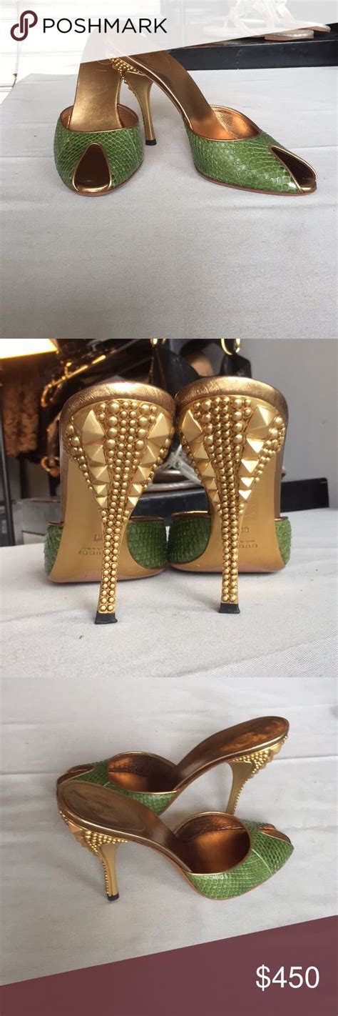 gucci heels green|gucci studded heels.